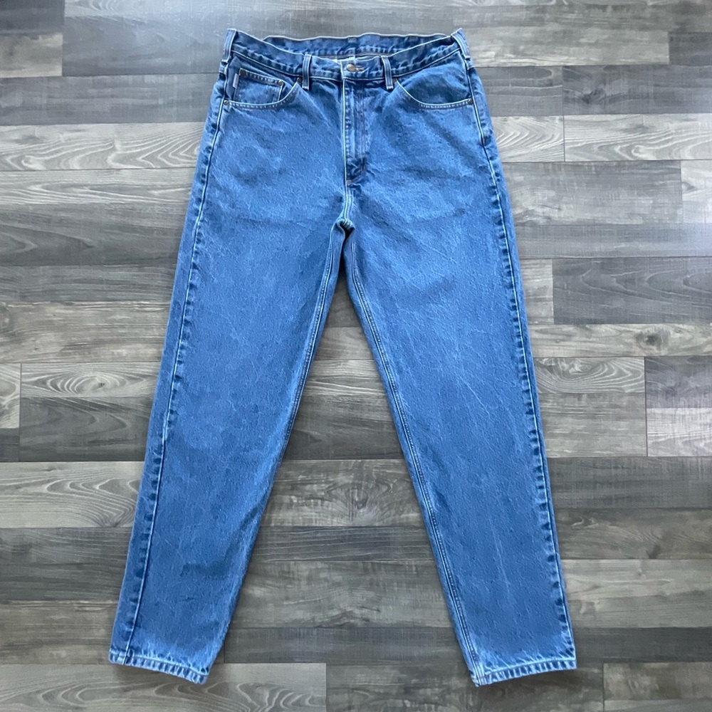 38x36 Carhartt Relaxed Fit Jeans Mens Blue Darkstone Denim Tapered Leg B17 DST